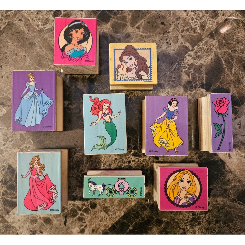 Wooden Disney Princess Rubber Stamps: Melissa & Doug Lot of‎ 9 - Picture 2 of 10